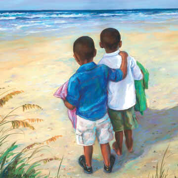 Coastal Art by James Melvin, Boys On Beach 2